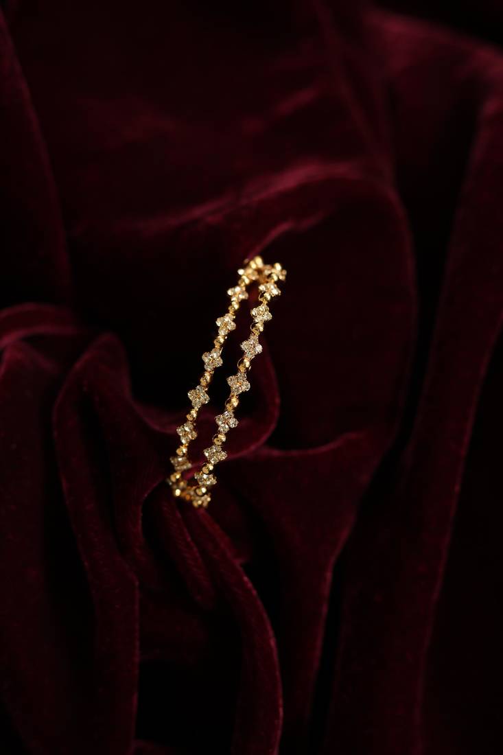 Dainty diamond floral bangle