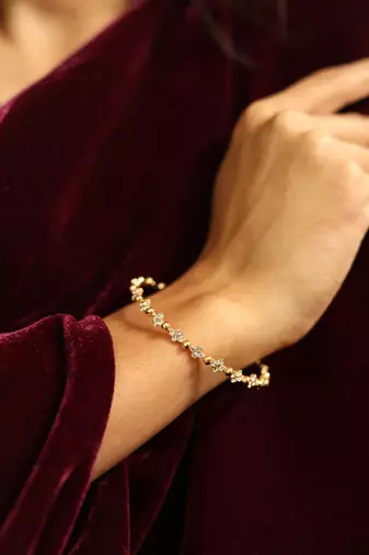 Dainty diamond floral bangle