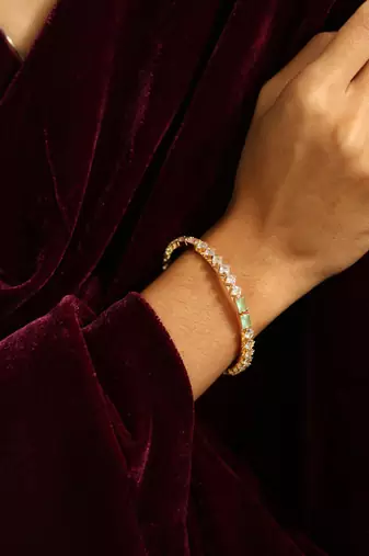 Mint green enamel & diamond bangle