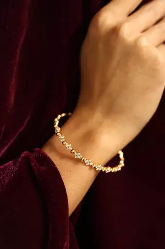 Dainty diamond floral bangle