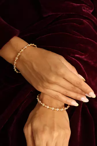 Dainty diamond floral bangle