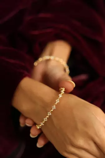 Dainty diamond floral bangle