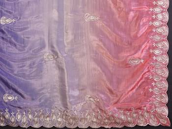 Lavender rich gold crush silk blend embroidered saree with multi-tone color 5