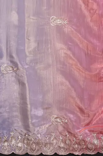 Lavender rich gold crush silk blend embroidered saree with multi-tone color