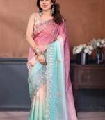 Burugandy rich gold crush silk embroidered saree with multi-tone color