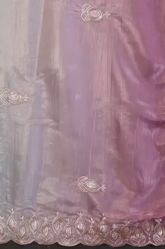 Burugandy rich gold crush silk blend embroidered saree with multi-tone color