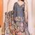 Grey rich manipuri silk kalamkari digital print saree with mirror work border
