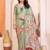 Parrot green rich manipuri silk kalamkari digital print saree with mirror work border