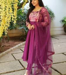 Wine anarklai kurta with chudi pants and dupatta