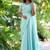 Pastelblue hand embroidered pre-pleated drape anarkali with belt