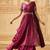 Wine hand embroidered drape anarkali with belt