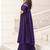 Purple hand embroidered drape dress with belt