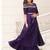 Purple hand embroidered drape dress with belt
