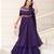 Purple hand embroidered drape dress with belt