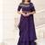 Purple hand embroidered drape dress with belt
