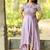 Mauve lilac hand embroidered high low dress