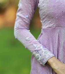 Lilac hand embroidered anarkali in fendi silk with dupatta
