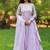Lilac hand embroidered anarkali in fendi silk with dupatta