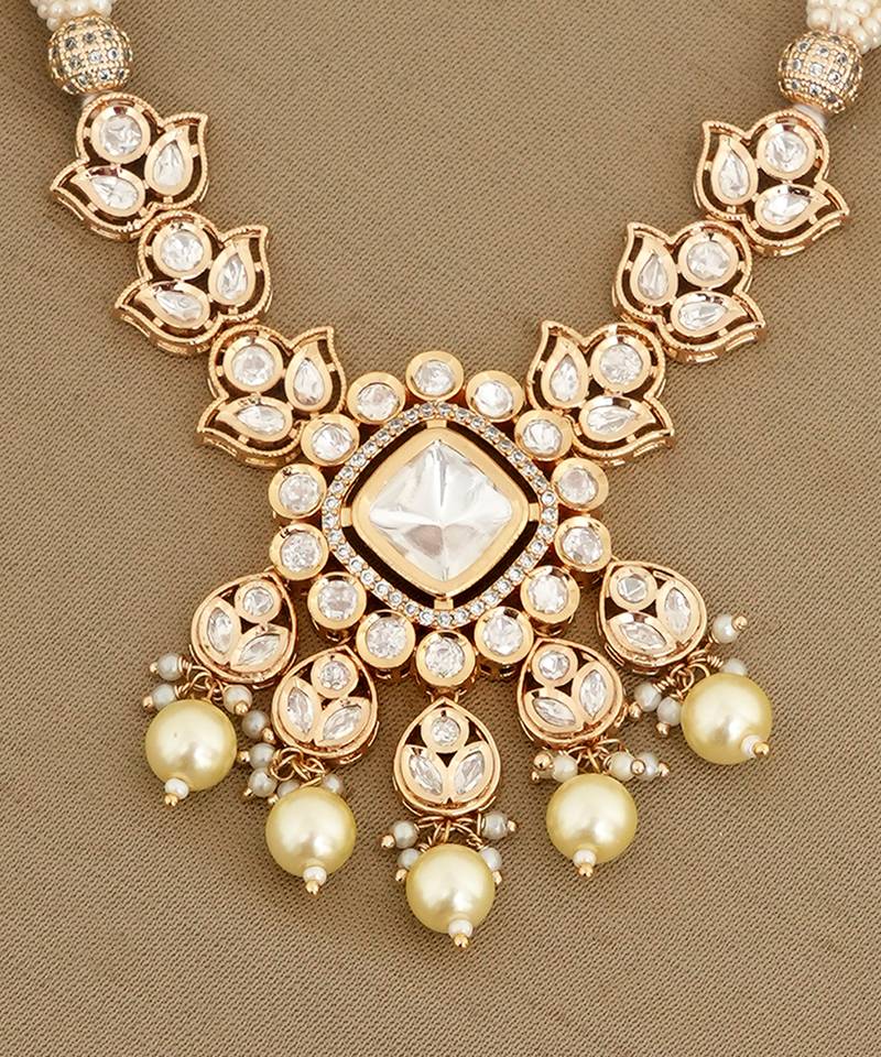 Gold plated kundan necklace set