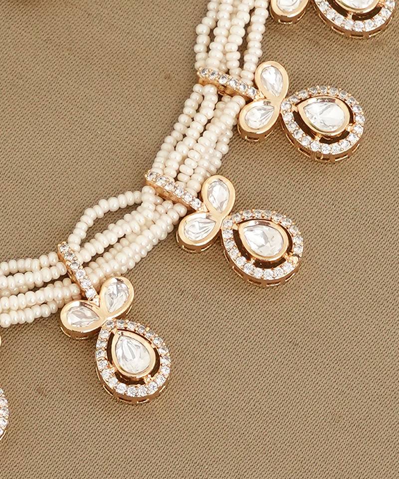 Gold plated kundan necklace set