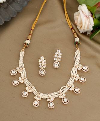 Gold plated kundan necklace set 1