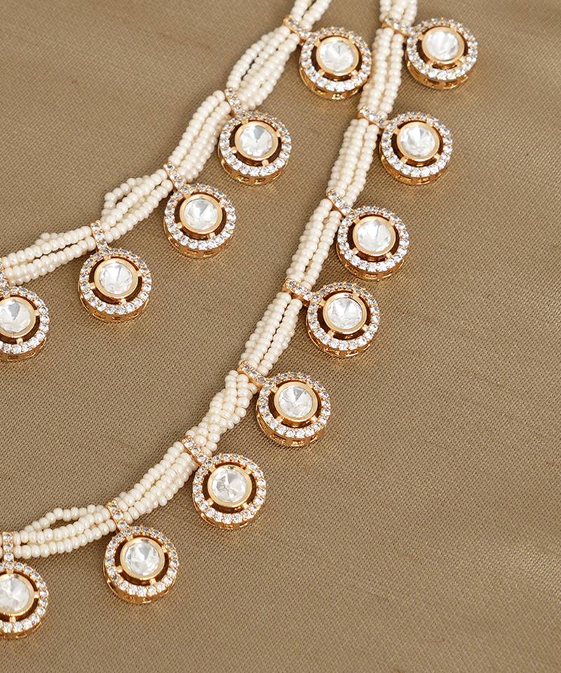 Gold plated kundan necklace set