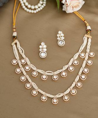Gold plated kundan necklace set 1