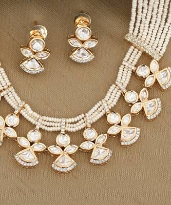 Gold plated kundan necklace set 2