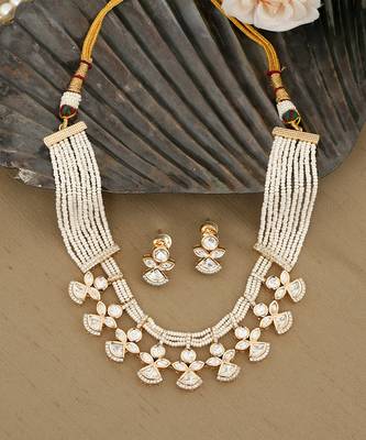 Gold plated kundan necklace set 1