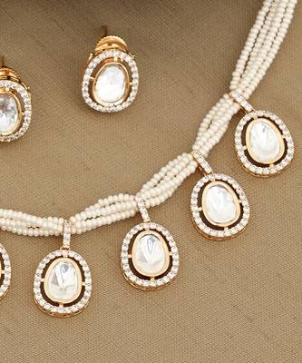 Gold plated kundan necklace set 2