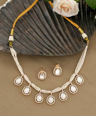 Gold plated kundan necklace set 1