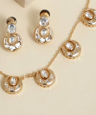 Gold plated kundan necklace set 2