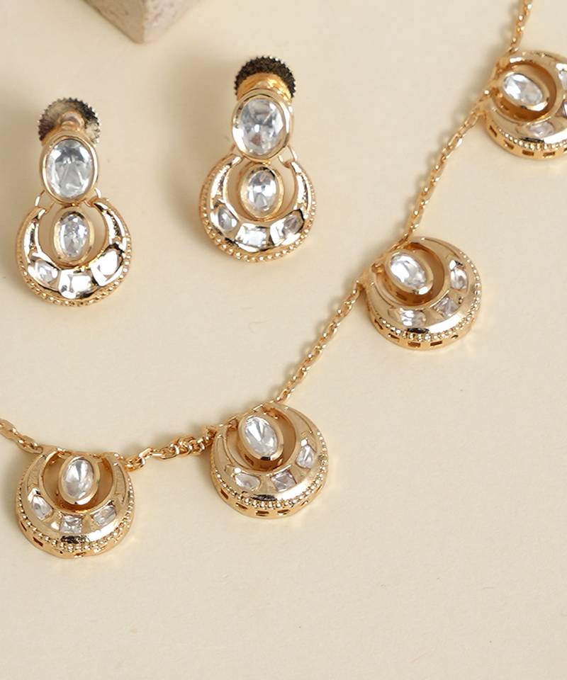 Gold plated kundan necklace set
