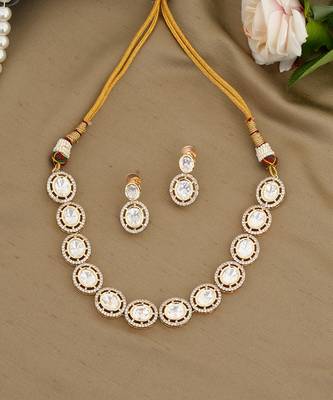 Gold plated kundan necklace set 1