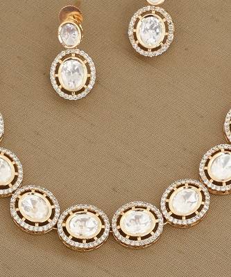 Gold plated kundan necklace set 2