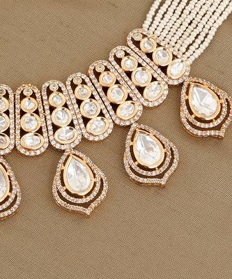 Gold plated kundan necklace set 2