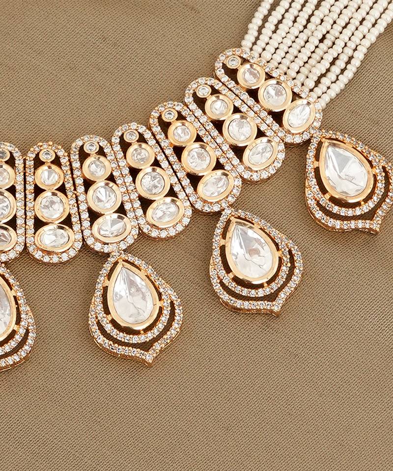 Gold plated kundan necklace set