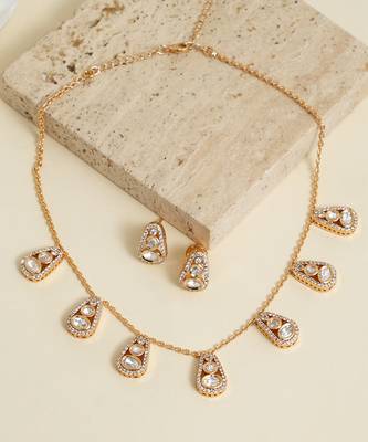 Gold plated kundan necklace set 1