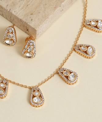 Gold plated kundan necklace set 2
