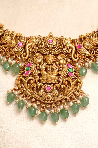 Gold plated temple necklace set