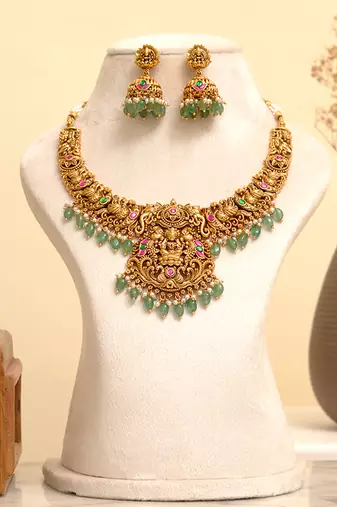 Gold plated temple necklace set