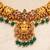 Gold plated green stones temple necklace set