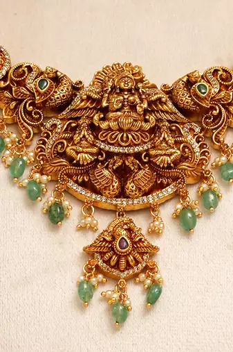 Gold plated temple necklace set