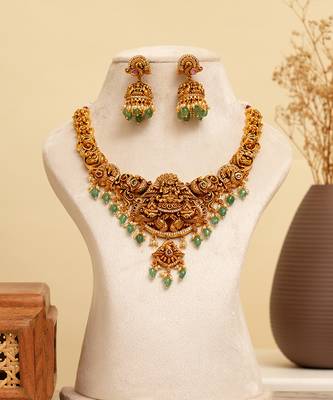 Gold plated temple necklace set 1