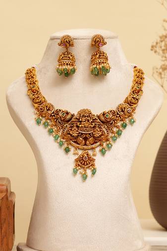 Gold plated temple necklace set