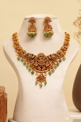 Gold plated temple necklace set