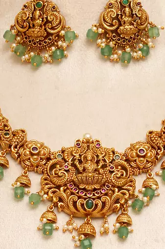 Gold plated temple necklace set