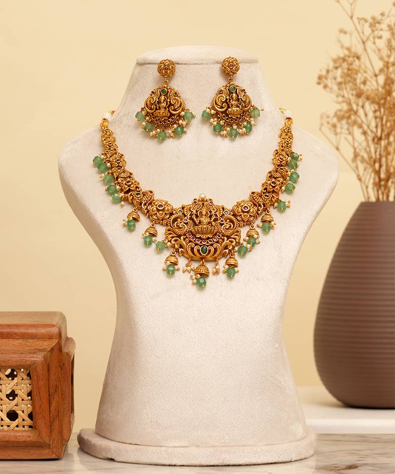 Gold plated temple necklace set