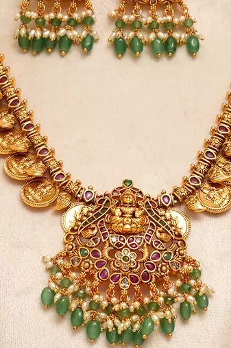 Gold plated temple necklace set