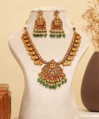 Gold plated temple necklace set 1